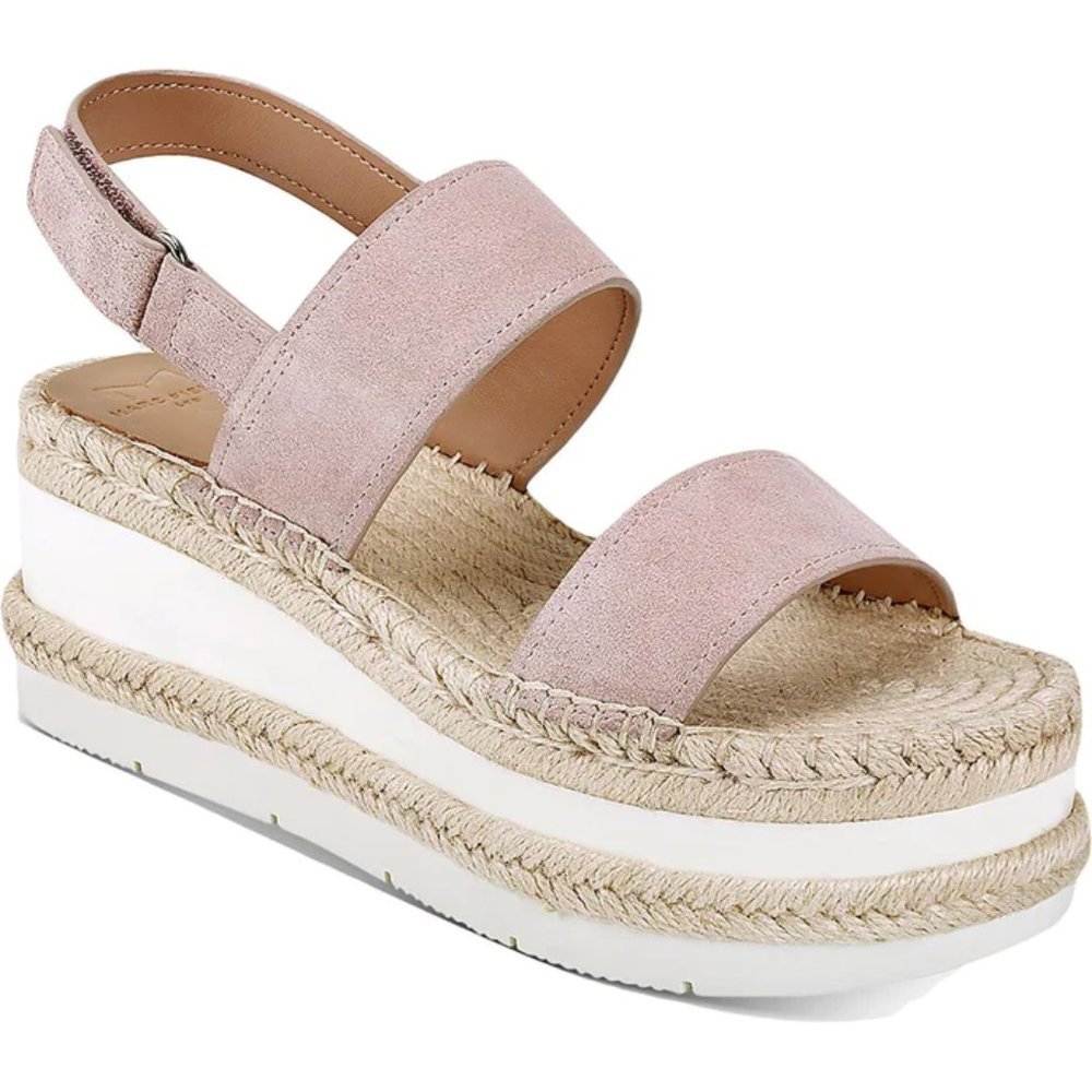 NWT MARC FISHER LTD GALLIA SUEDE LIGHT PINK SLINGBACK WEDGE SANDALS